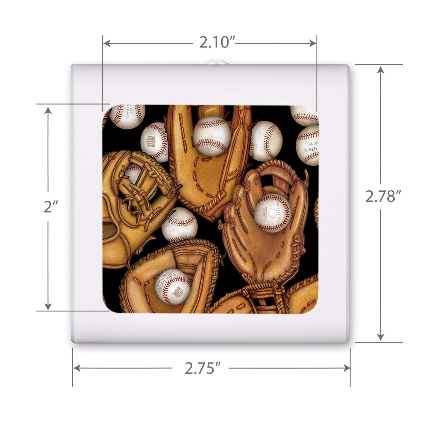Dimmable LED Night Light with Auto On/Off Sensor - Adjustable Brightness Warm Light for Bathroom, Hallway, Nursery & Bedrooms - Perfect for Safe Nighttime Navigation - Baseball Gloves Design by Dan Morris