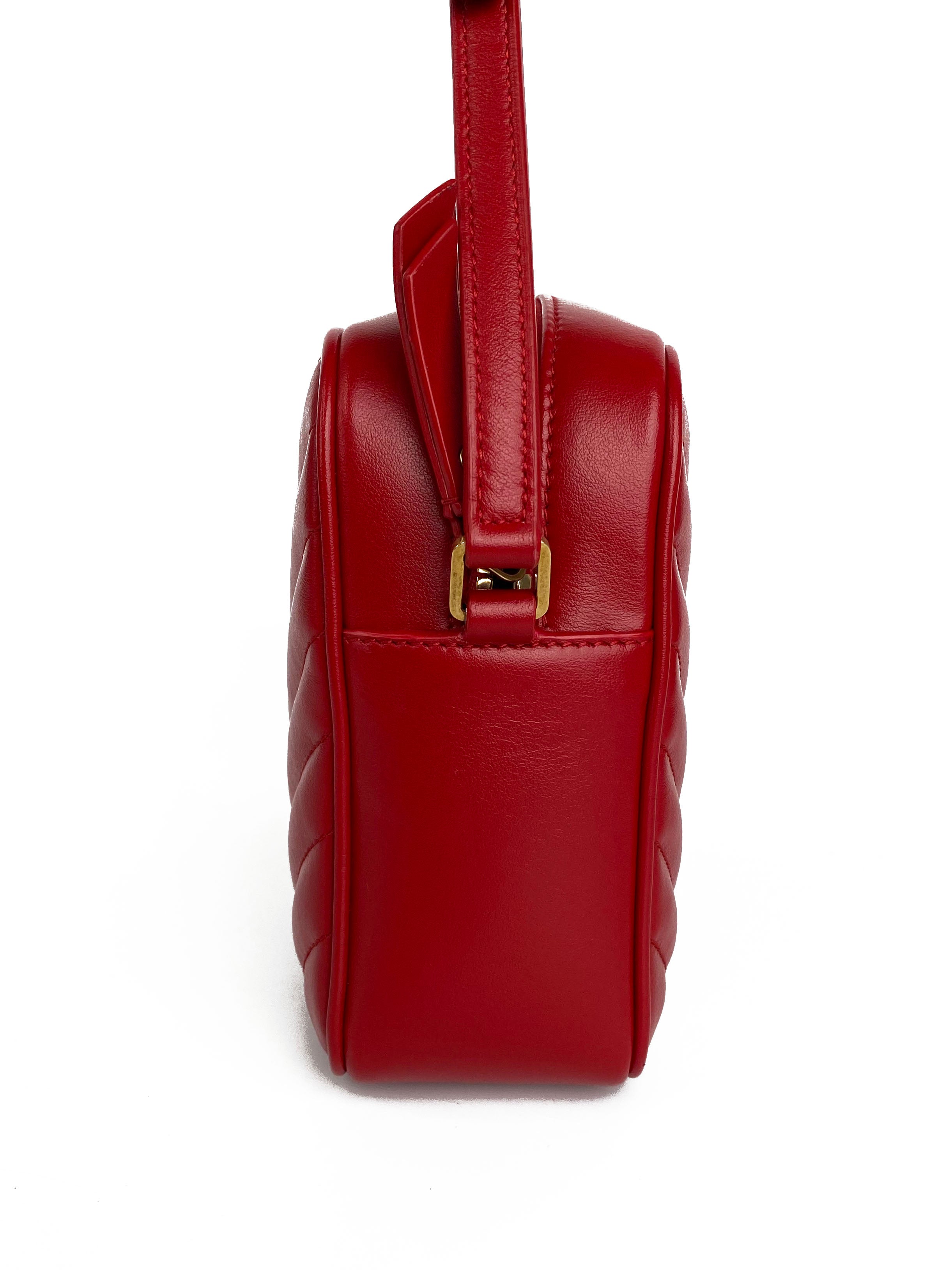 Saint Laurent Red Lou Camera Bag - Luxury Crossbody Bag for Women | Perfect for Parties, Travel & Everyday Use
