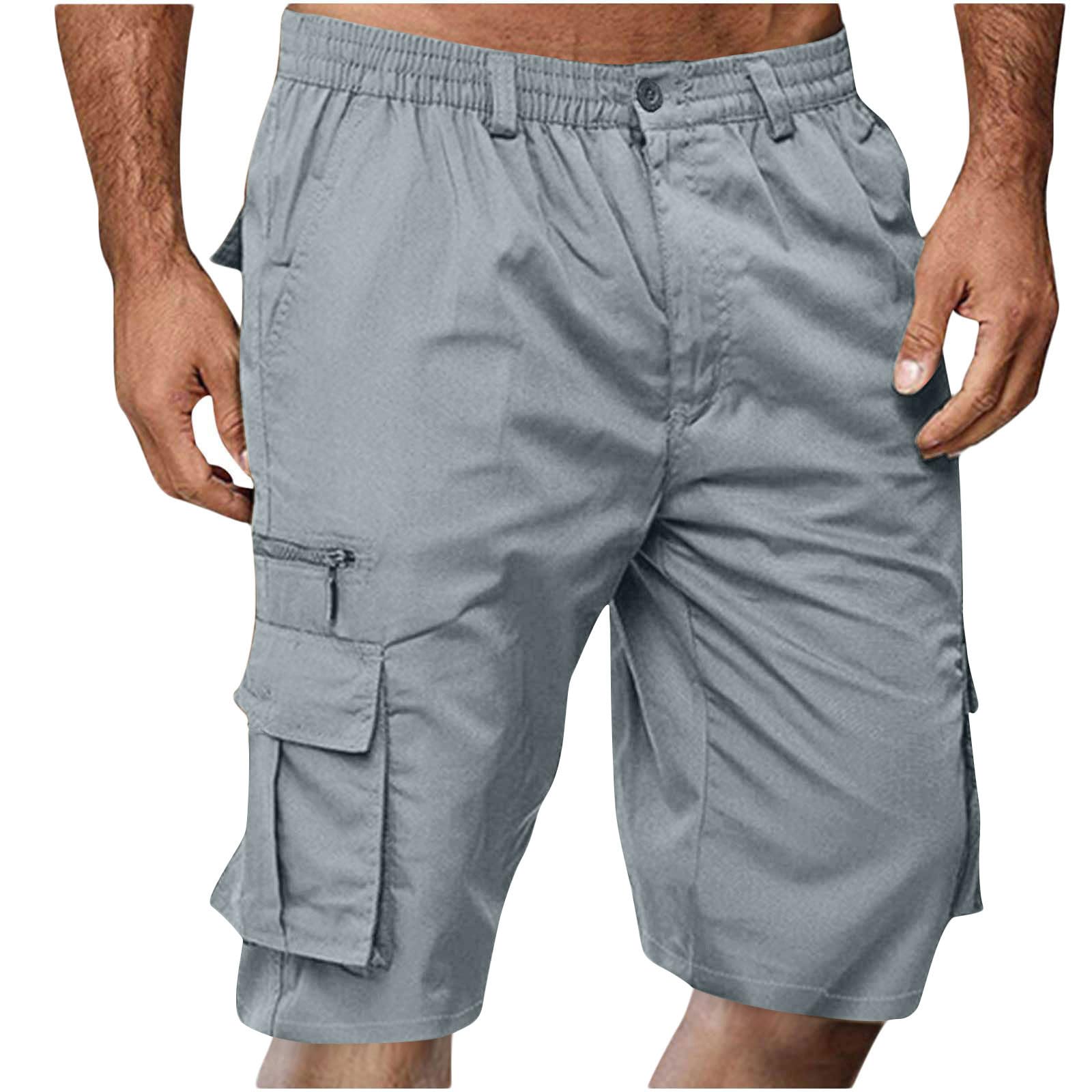 **Men's Lightweight Cargo Shorts with Elastic Waist & Pockets - Big & Tall Summer Work Shorts for Outdoor Activities, Hiking, and Casual Wear**