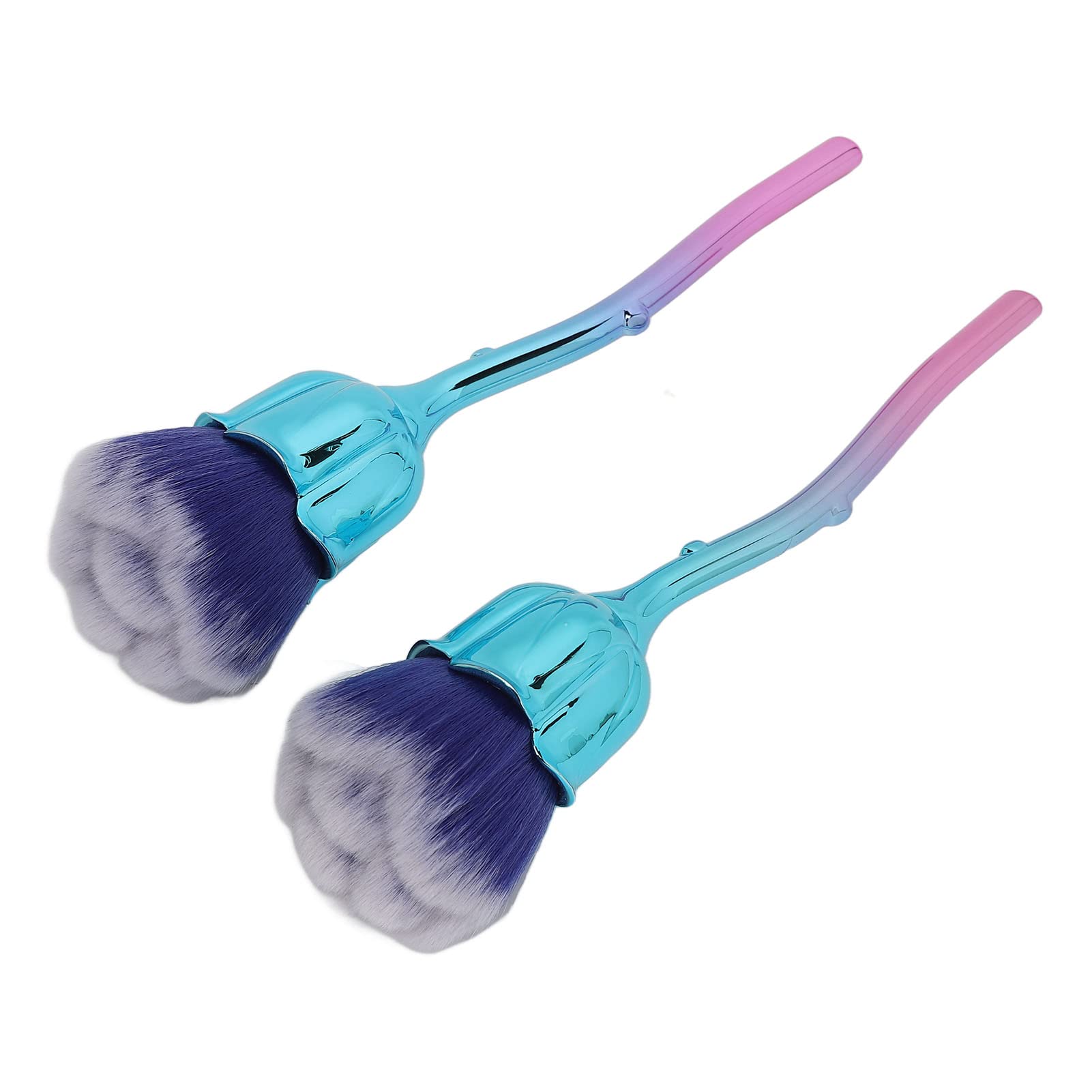 Professional Nail Dust Brush Set - 2pcs Soft Rose Handle Makeup Brush for Nail Art, Blusher & Powder Application | Perfect for Manicure, Salon & Home Makeup Use