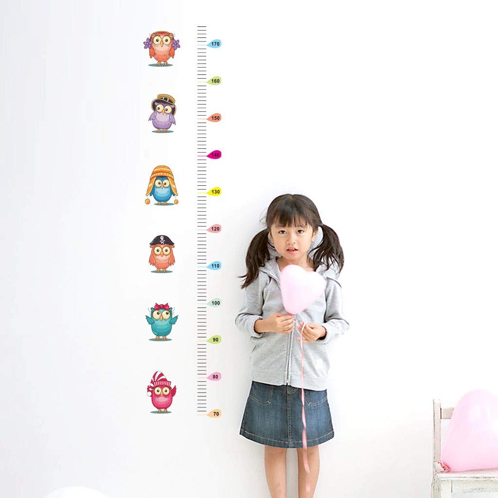 Colorful Owl Height Chart Sticker for Kids Room Decor & Growth Tracking