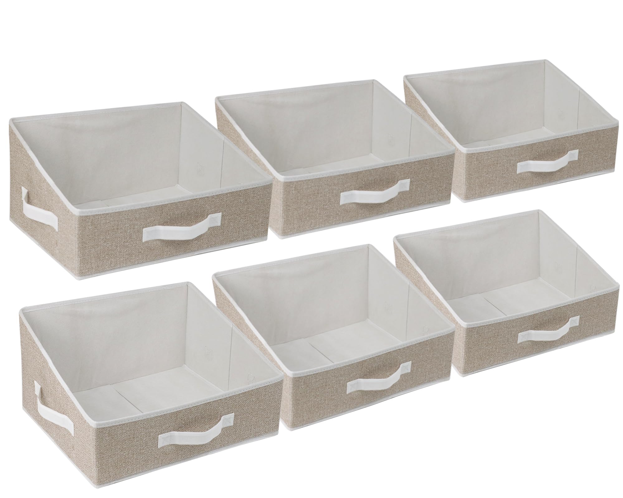 6 Pack Trapezoid Closet Storage Bins for Shelves - Foldable Shelf Baskets for Clothes, Toys, Towels & Books Organization - Coffee Color - Perfect for Bedroom, Nursery, Bathroom & Pantry Storage Solutions