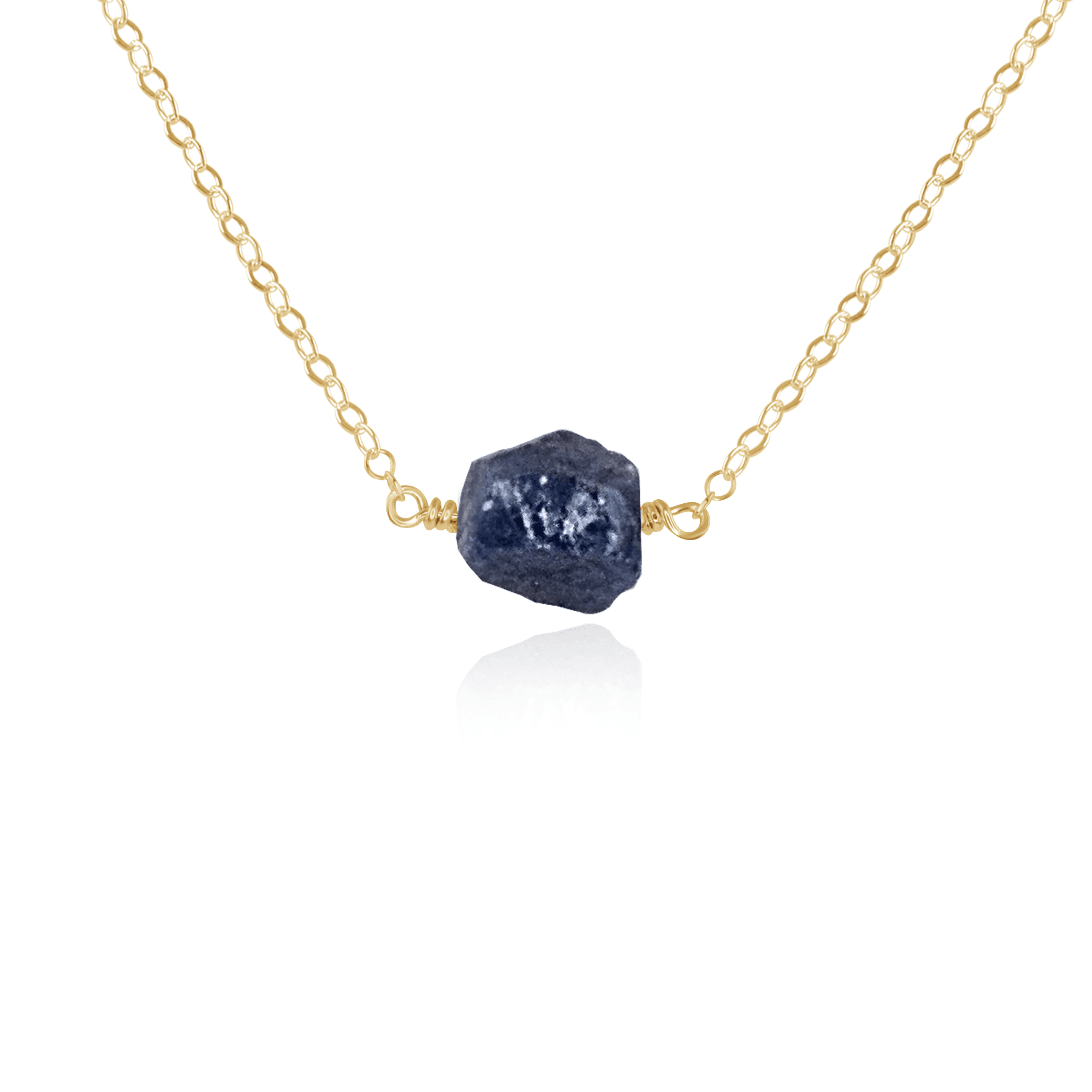Natural Raw Sapphire Crystal Nugget Necklace - Handmade Jewelry for Women, Boho Chic Style - Perfect for Everyday Wear, Gifts & Special Occasions