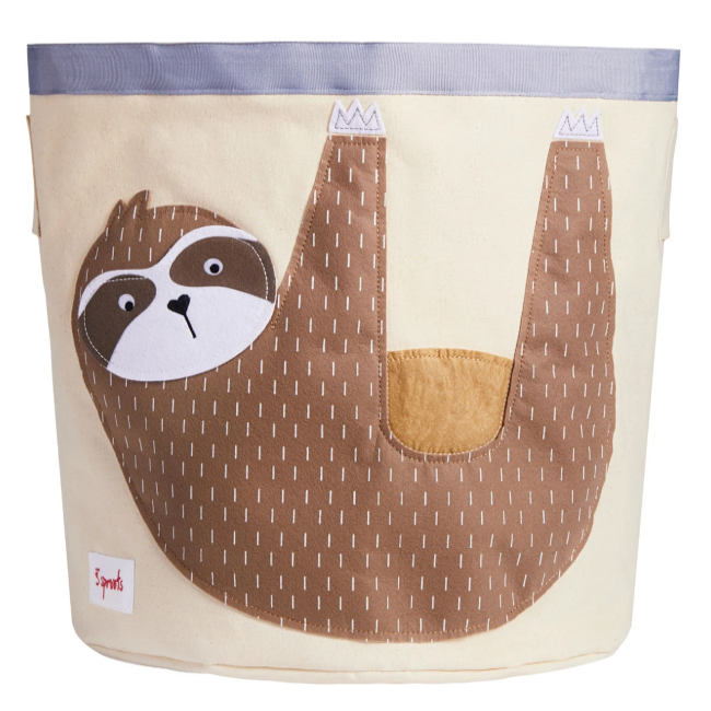 3 Sprouts Storage Bin - Cute Sloth Design Organizer for Kids Room, Nursery & Playroom | Foldable Fabric Toy Box for Stuffed Animals, Books & Clothes | Eco-Friendly Home Decor Storage Solution