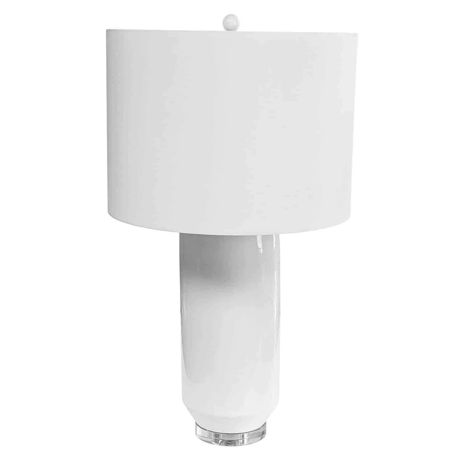 Dainolite 1-Light Gloss White Modern Table Lamp - Perfect for Bedroom Nightstand, Living Room Side Table & Office Desk Lighting