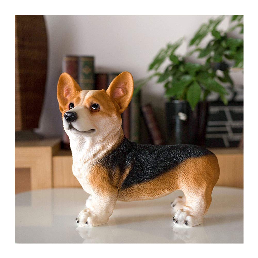 Realistic Resin Corgi Dog Sculpture - Handcrafted Home Decor for Wine Cabinet, Shelf & Tabletop - 18cm, 26cm, 28cm Size Options - Perfect Gift for Dog Lovers & Home Styling (Color A)