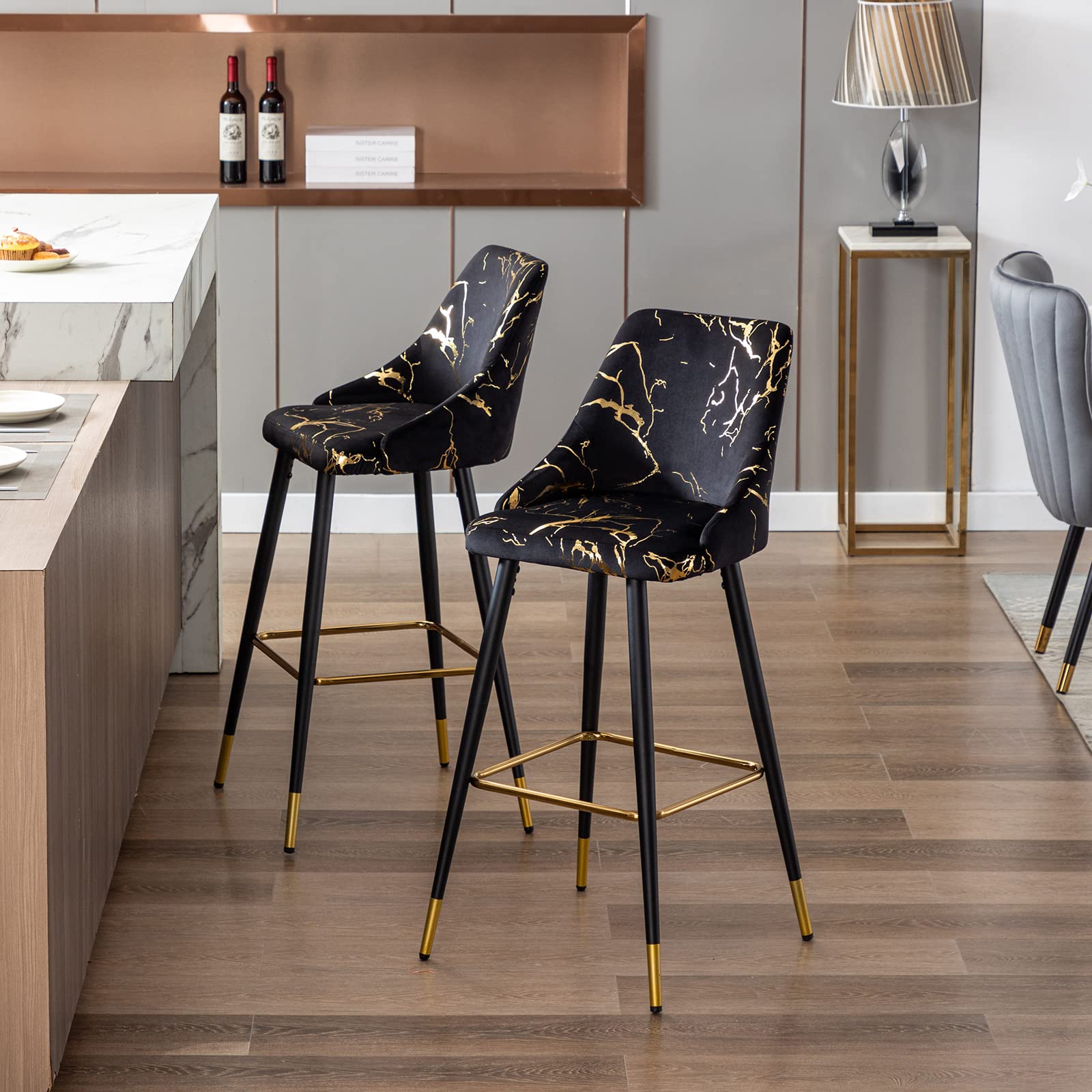 DUHOME Velvet Bar Stools Set of 2 - 30