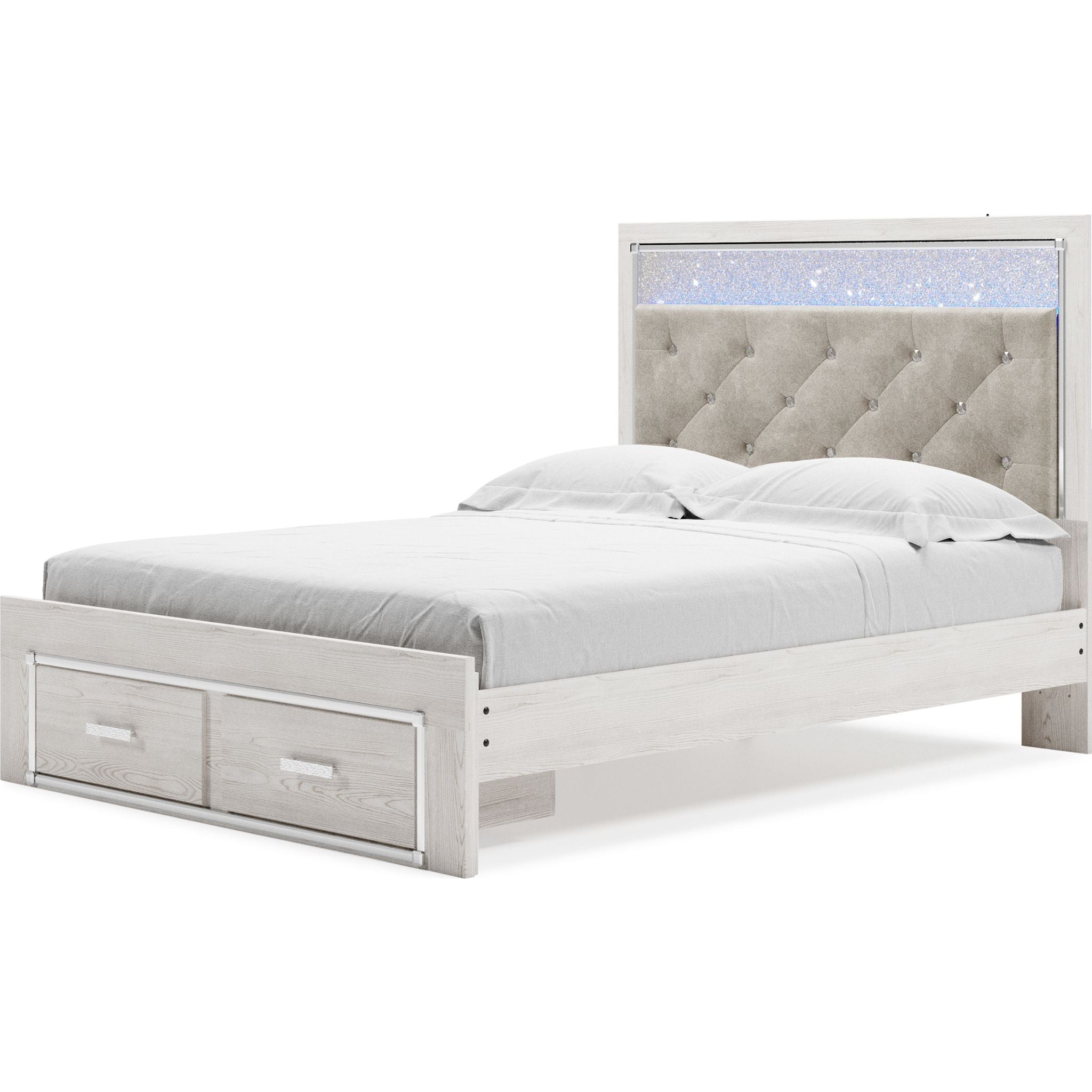 Altyra White Storage Bed with Underbed Drawers - Modern Platform Bed Frame with Hidden Storage for Small Spaces, Bedroom & Guest Room Organization