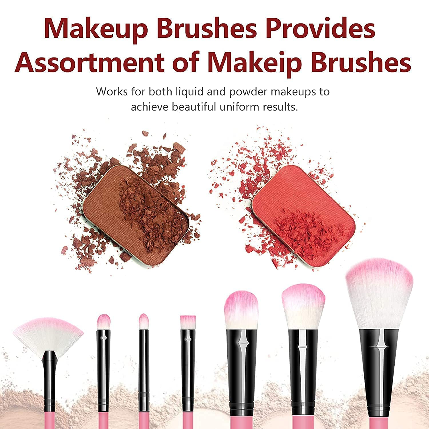 ZYCOFORD 12-Piece Pink Makeup Brush Set with Beauty Blender - Professional Cosmetic Brushes for Foundation, Eyeshadow & Contouring - Perfect for Travel & Everyday Makeup Application