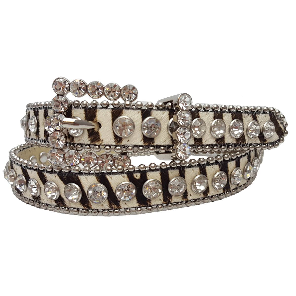 Western Rhinestone Belt - Real Hair & Crystals on Calf Leather for Cowgirl Fashion