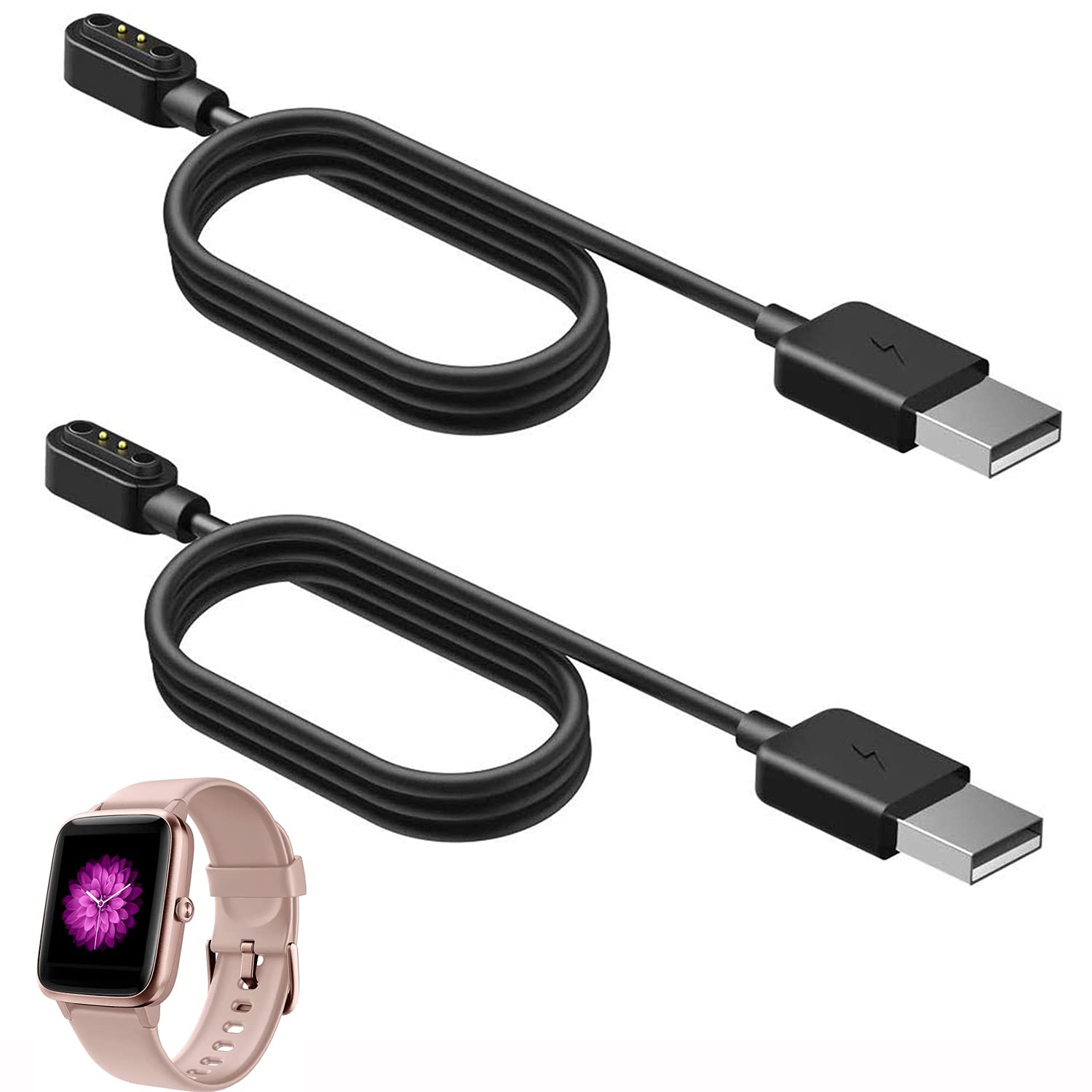 Fitpolo Smart Watch Charger - Magnetic USB Charging Cable Replacement for Fitpolo Fitness Tracker (Black) | Waterproof & Fast Charging | Perfect for Gym, Running & Daily Use