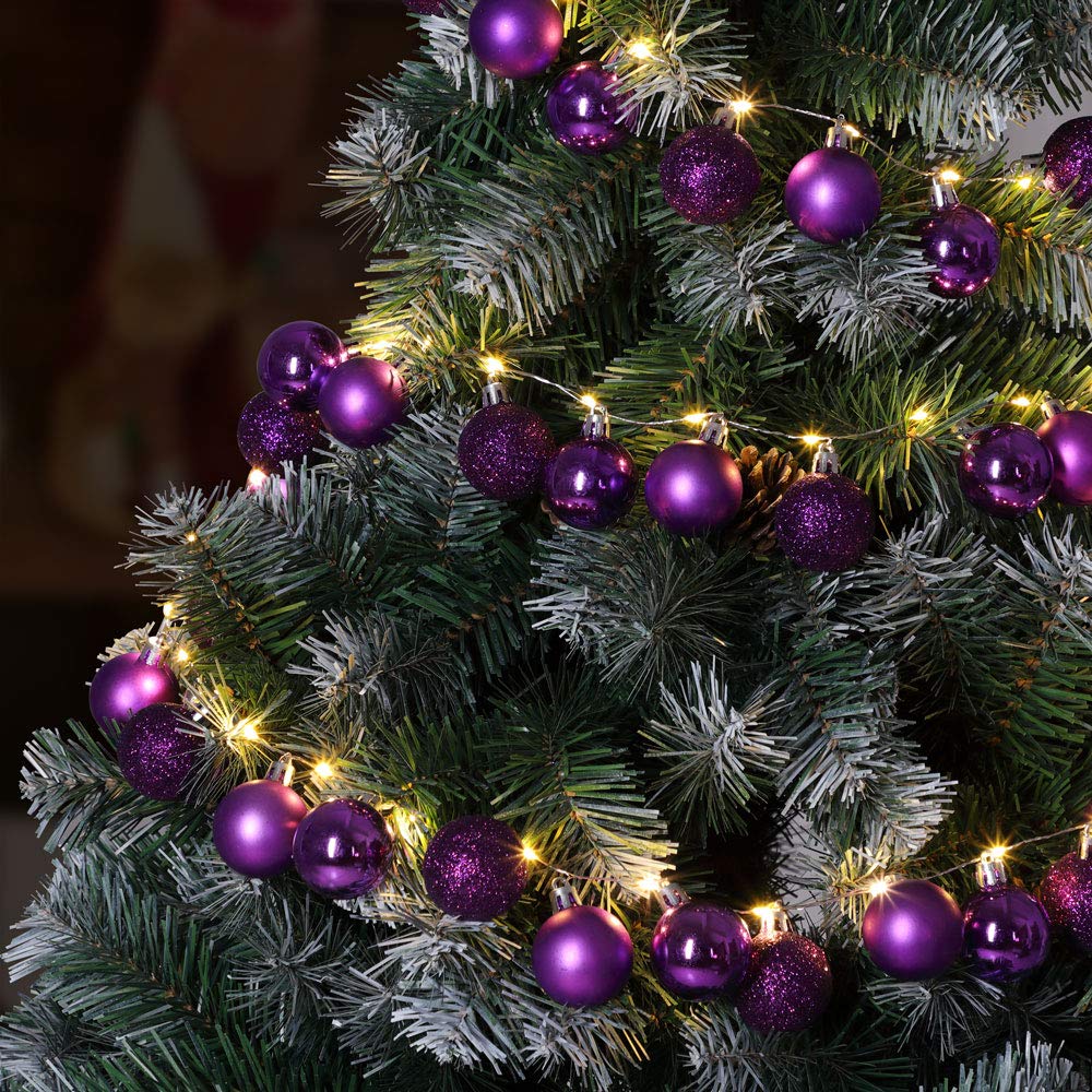 CASARIA LED Christmas Light String - 40 Purple Fairy Lights, 2m Battery Operated with Timer & 8 Lighting Effects for Holiday Decor, Parties, and Indoor/Outdoor Use