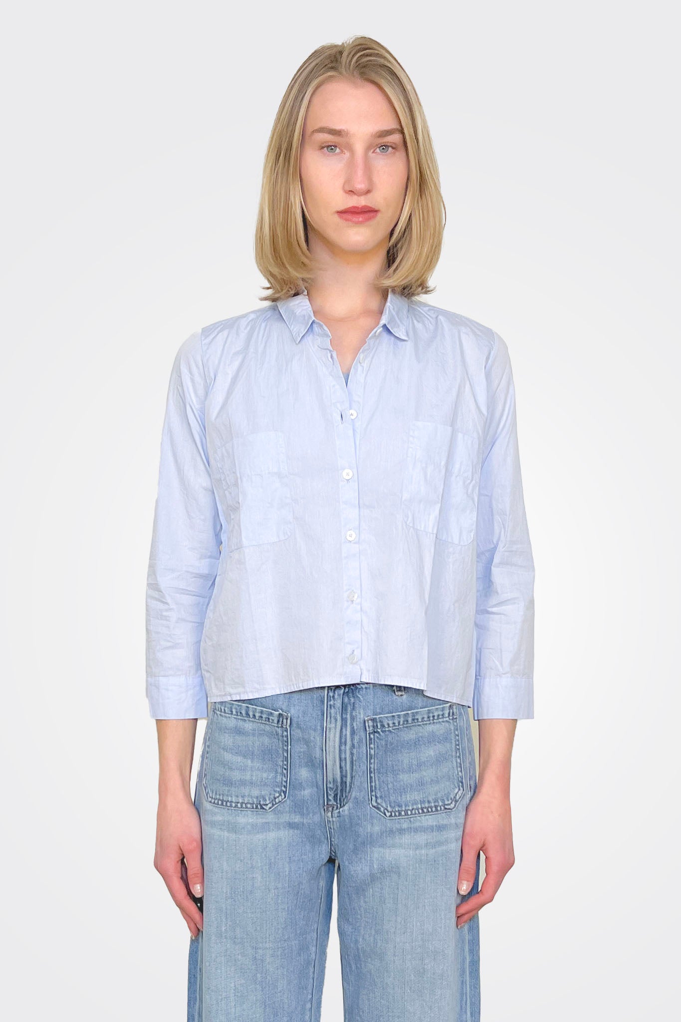Cropped Cotton Blouse for Women - Soft & Breathable Sky Blue Summer Top - Perfect for Casual Outings, Office Wear & Date Nights