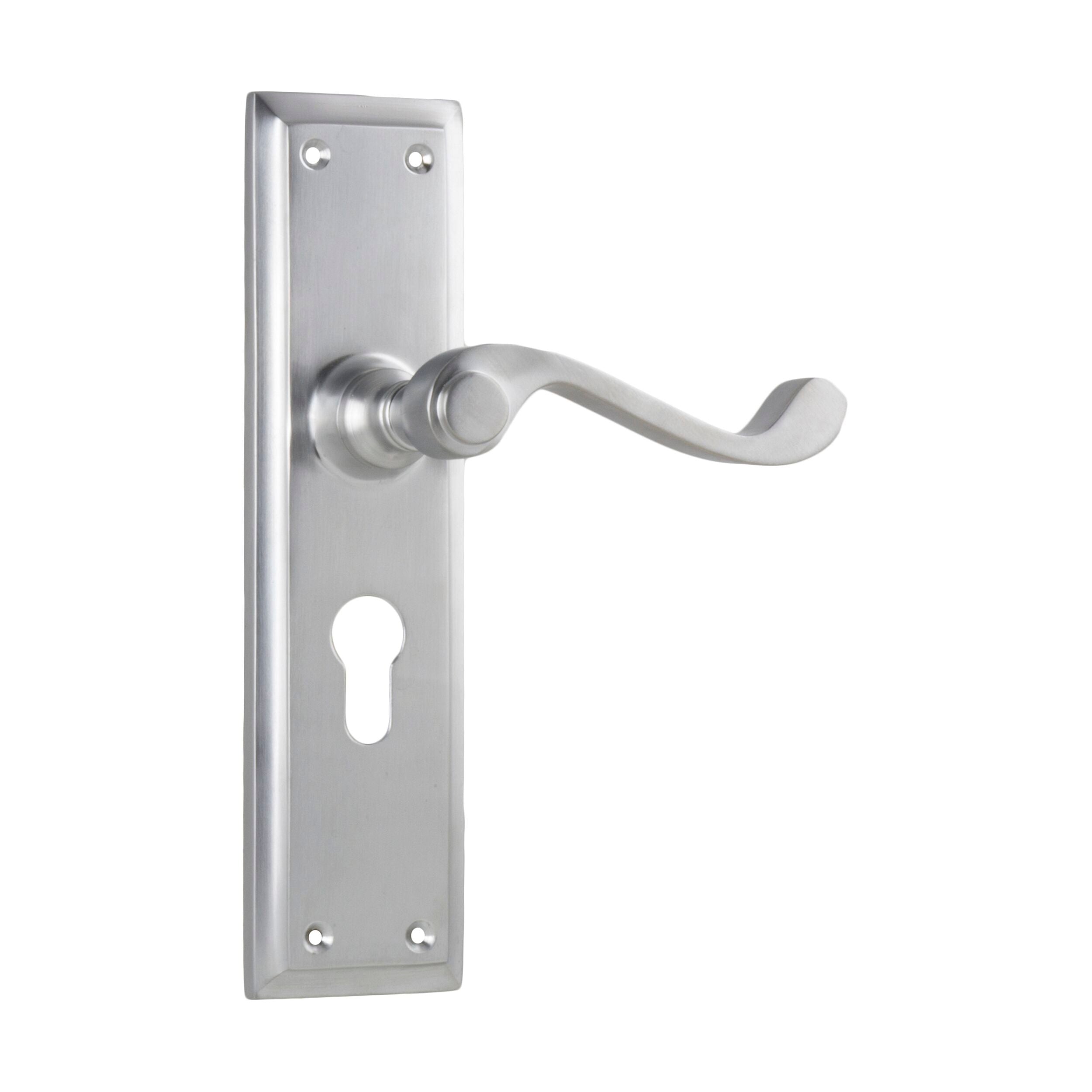 Milton Euro Pair Door Lever Set in Satin Chrome - 0794E (H200xW50xP68mm) - Perfect for Modern Homes, Offices & Interior Doors