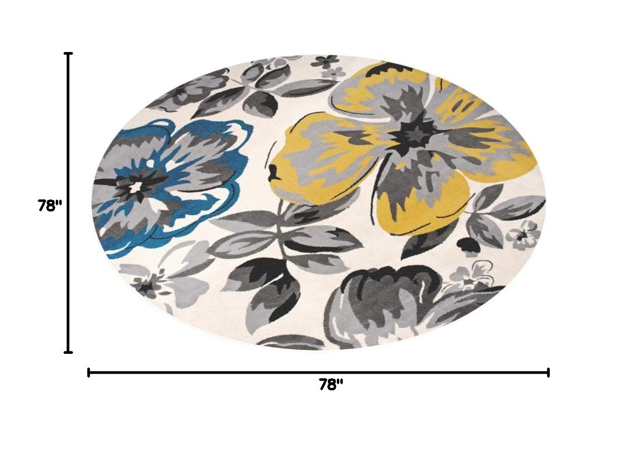 Modern Floral Round Rugs 6' 6