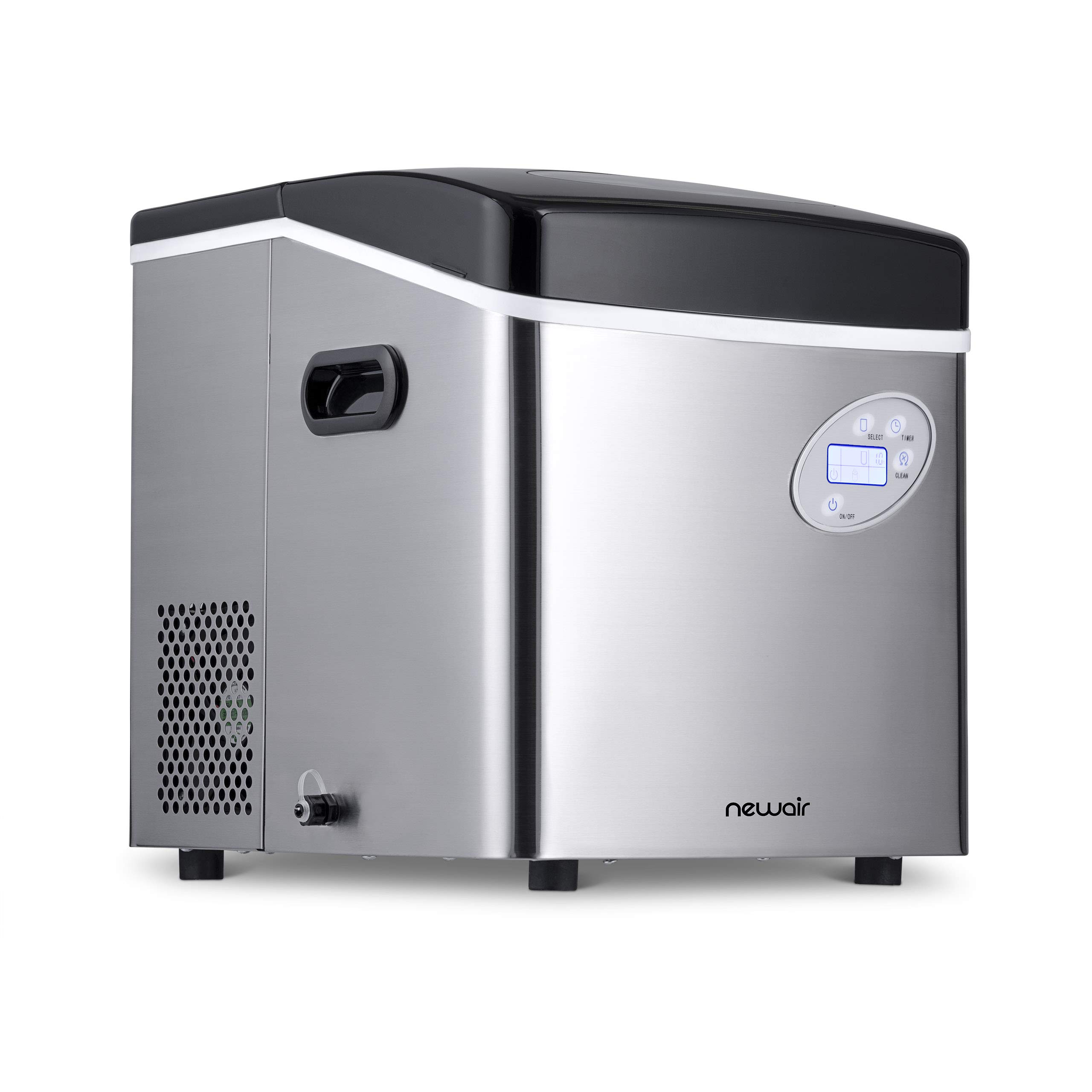 NewAir Portable Ice Maker - 50 lb Daily Output, Makes 12 Ice Cubes in Under 7 Minutes - Compact Countertop Ice Machine with 3 Ice Size Options (Bullet, Medium, Large) - Includes 10 lbs Ice Bags (Pack of 100) - Perfect for Home Bars, Parties, RVs, and Outdoor Events