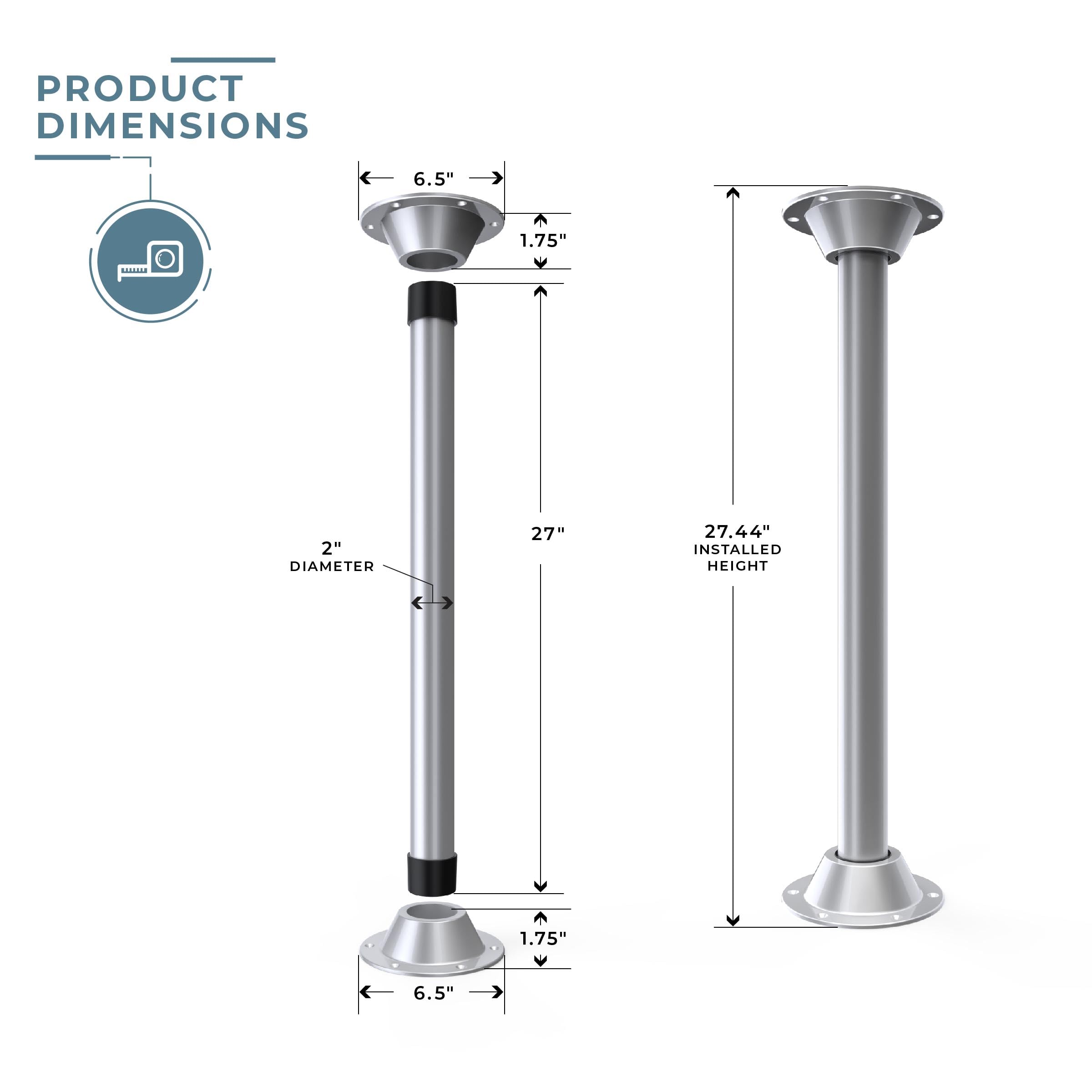 Manufacturers' Select ITC RV or Boat Table Leg System - 2 Complete SurFit 27