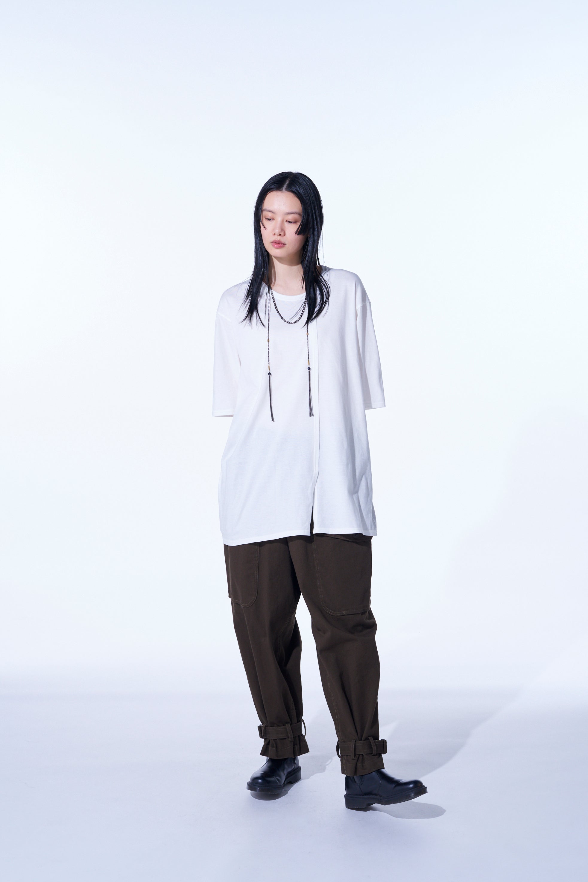 Premium Cotton Jersey Vertically Grafted T-Shirt with Side Hem Slits - Soft Breathable Tee for Casual Wear & Street Style Outfits