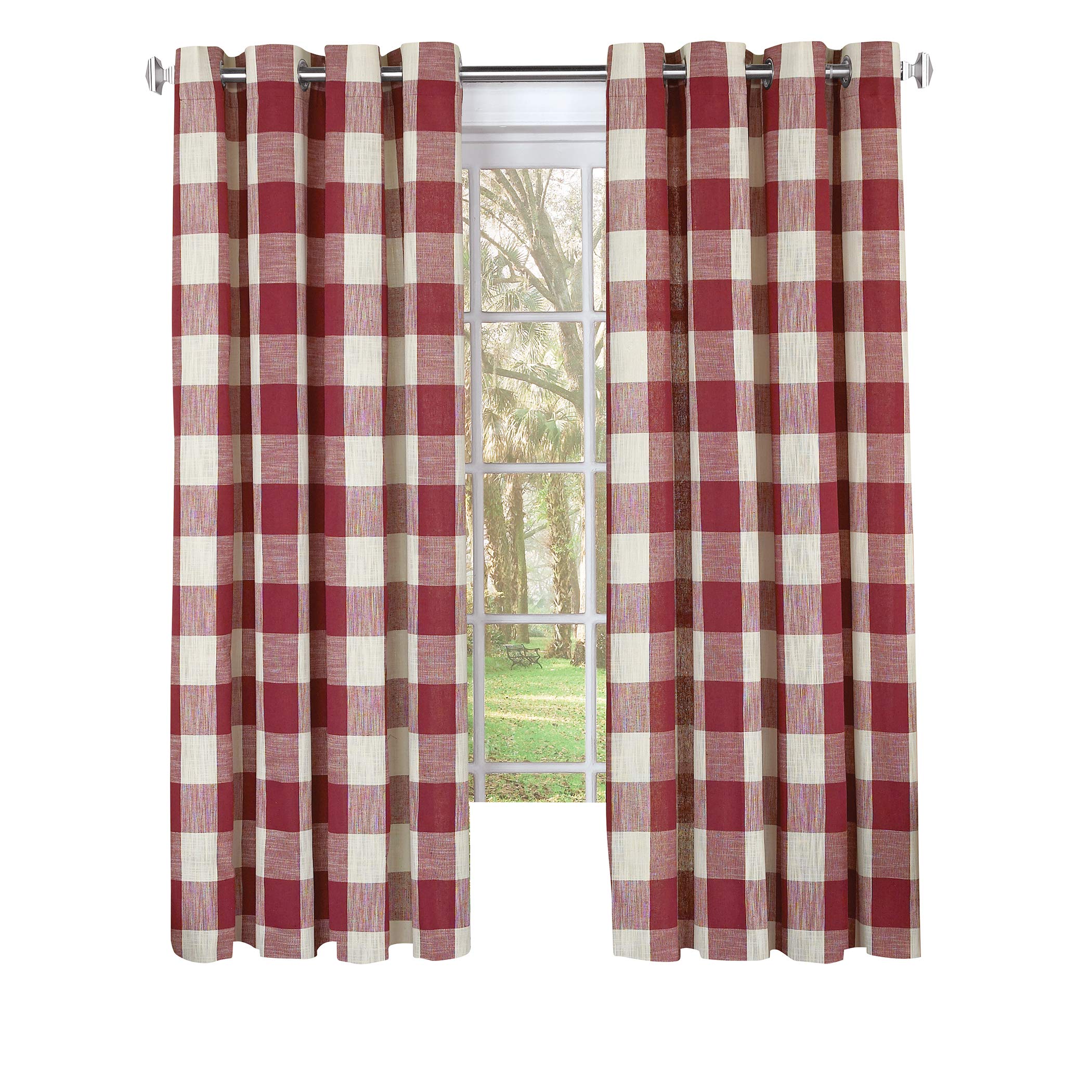 Lorraine Home Fashions 09570-63-00148 Red Courtyard Grommet Window Curtain Panel - 53
