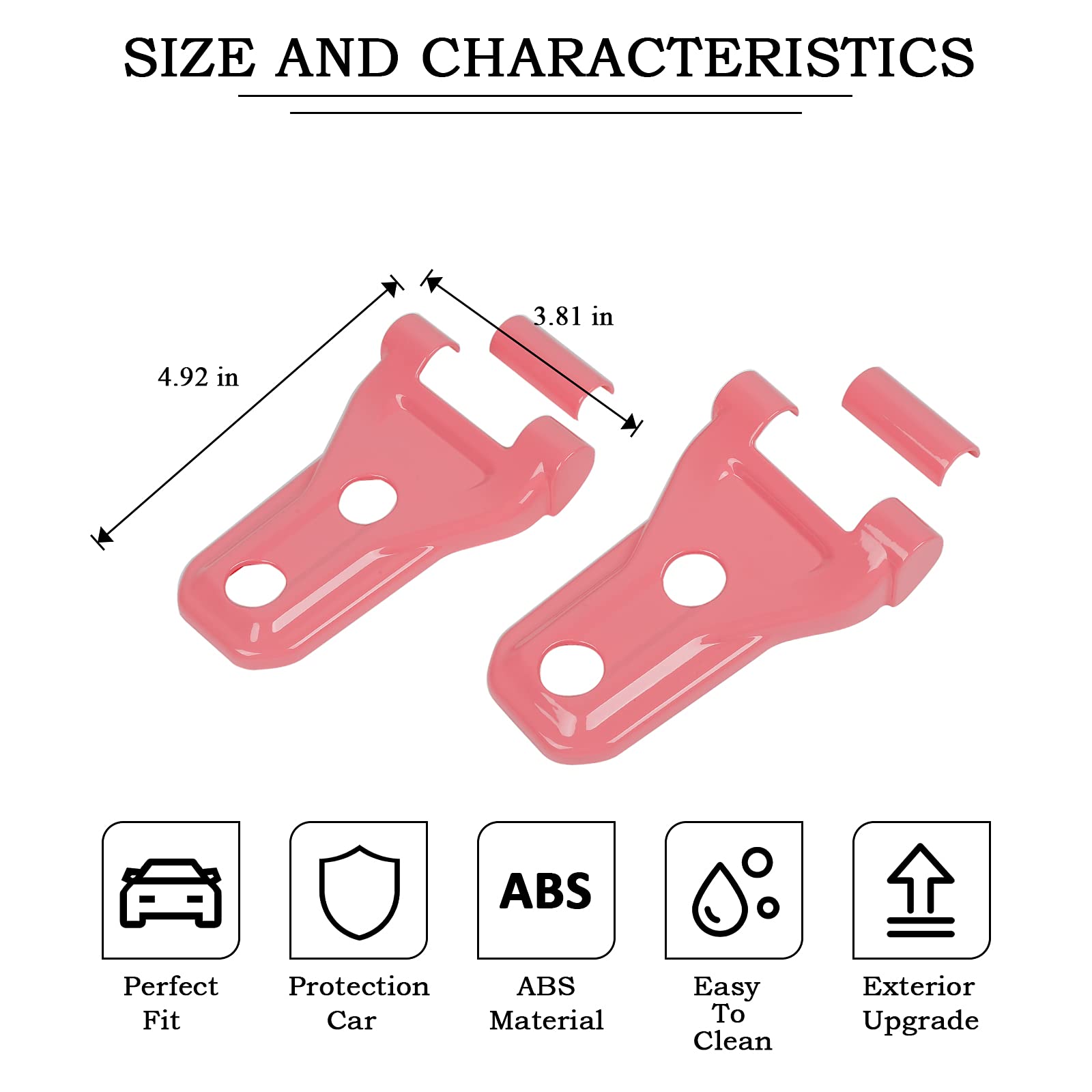Jeep Wrangler JL JLU & Gladiator JT Hood Hinge Cover - Exterior Accessories for 2018-2023 Models | Durable Pink Decoration Kit for Off-Road & Daily Driving