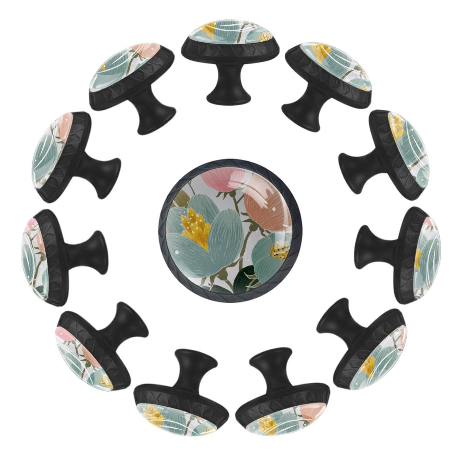 12Pcs Spring Flower Cabinet Handles - Elegant Drawer Pulls & Knobs for Kitchen, Bathroom & Furniture (Artistic Floral Design, Easy Installation) - Perfect for Home Renovation & DIY Projects