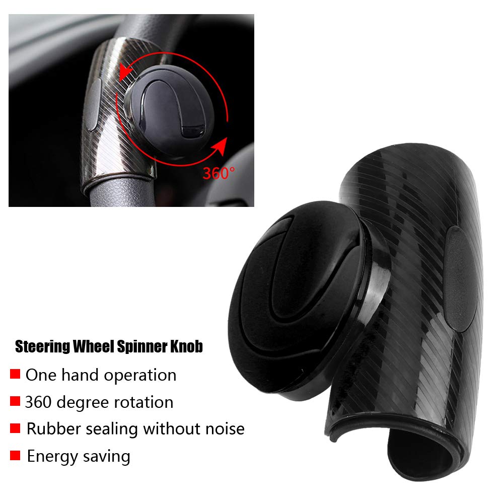 Universal Car Steering Wheel Spinner Knob - Power Handle Ball for Easy Steering & Wheel Booster (Black) - Perfect for Trucks, RVs & Vehicles with Limited Mobility