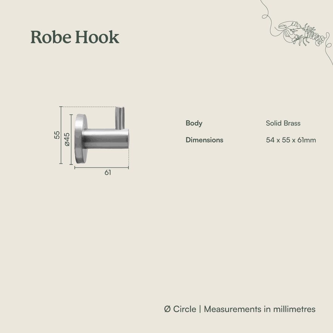 Stylish Sydney Robe Hook in Brushed Brass - Perfect for Bathroom, Bedroom, and Entryway Organization