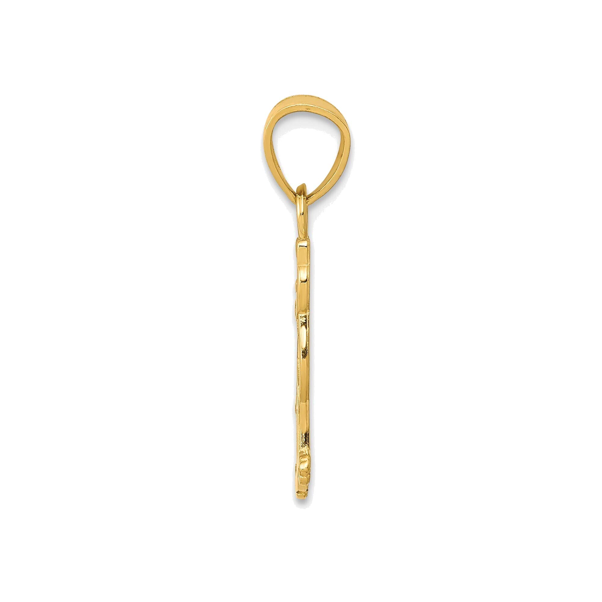 14K Yellow Gold Cat Pendant Necklace - 