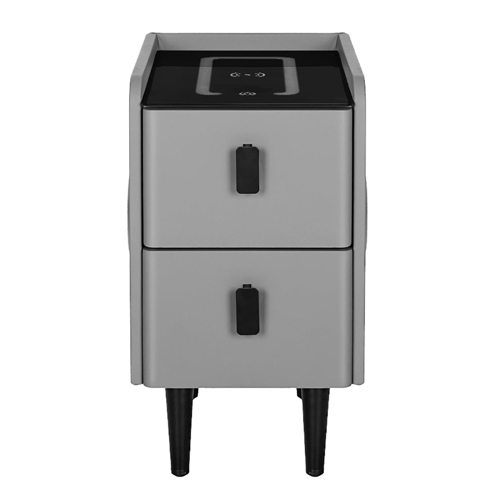 Compact Smart Bedside Table with Wireless Charging, LED Night Light & Bluetooth Speaker - Modern Grey Nightstand for Bedroom, Office, or Dorm Room - Perfect for Charging Devices, Ambient Lighting & Music Playback