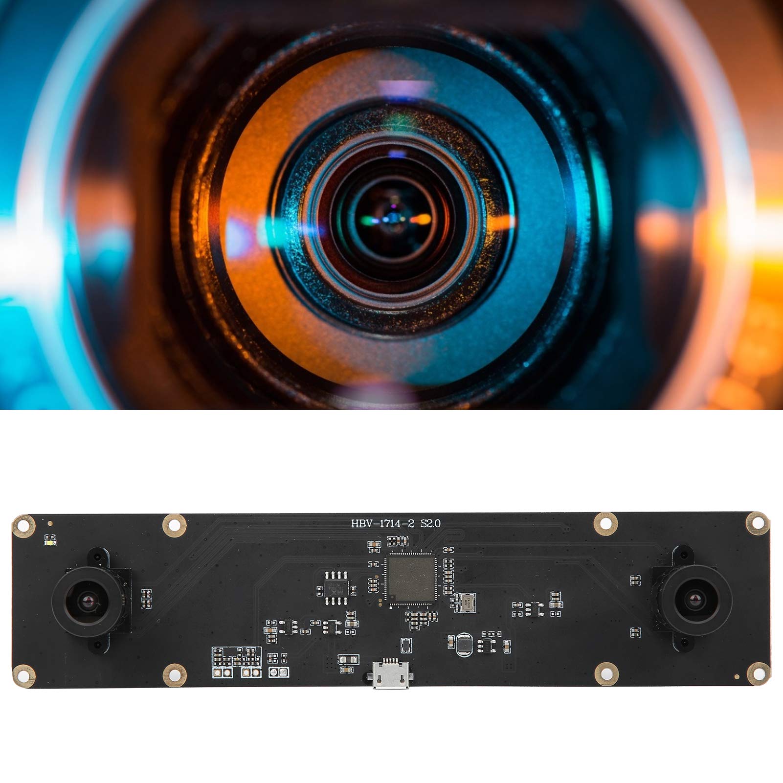 HBV-1714-2 Dual Lens Stereo Webcam Module - USB 2.0 Industrial Mini Camera with High Angle Lens for 3D Imaging, Machine Vision & Robotics Applications
