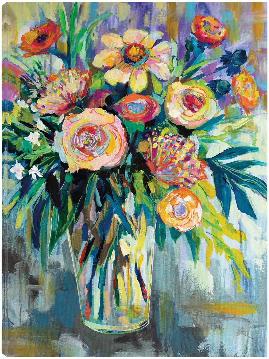 Summer Happiness Fine Art Canvas Wall Decor by Jeanette Vertentes - Ready to Hang 32x43 Inch Painting for Living Room, Bedroom, Bathroom & Office - Beach House Decor, Coastal Style Home Art, Gift for Art Lovers