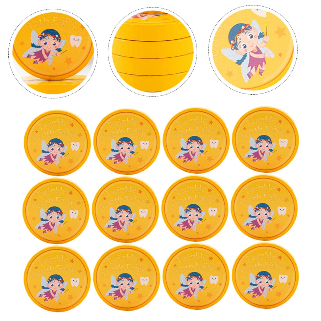 20pcs Wooden Tooth Fairy Medals - Golden Lost Teeth Reward for Kids - Perfect for Tooth Fairy Gifts, First Tooth Keepsake & Children's Dental Milestones