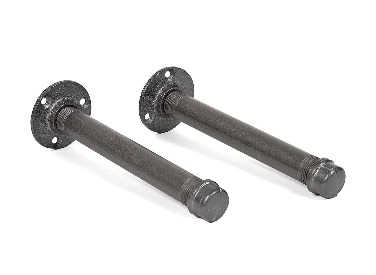 Rustic Industrial Iron Pipe Floating Shelf Bracket 3/4 Inch - Heavy Duty DIY Wall Mounted Shelving Support - Set of 4 (10 Inch, Gray) - Perfect for Home Office, Kitchen, Bathroom & Garage Storage Organization