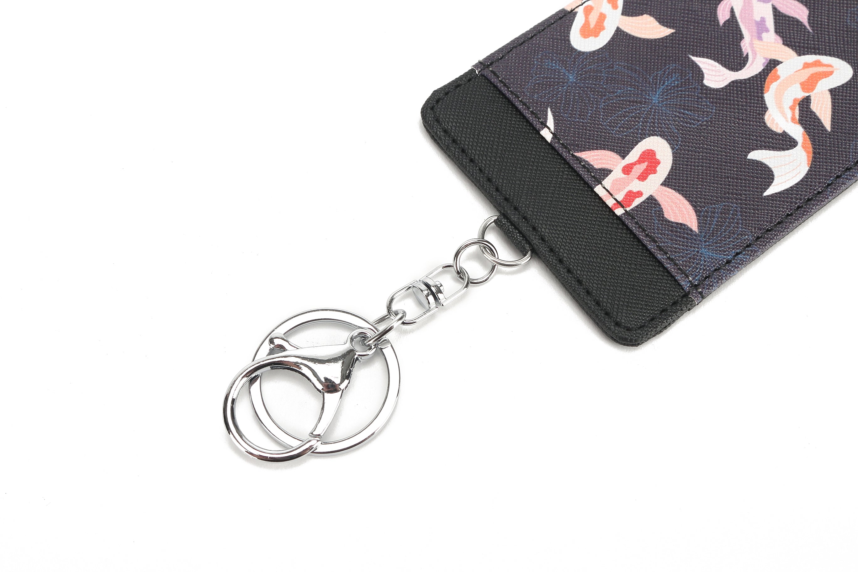 April Koi Navy Genuine Leather Card Holder - Slim RFID Blocking Wallet for Credit Cards & IDs - Perfect for Travel, Business, and Everyday Use