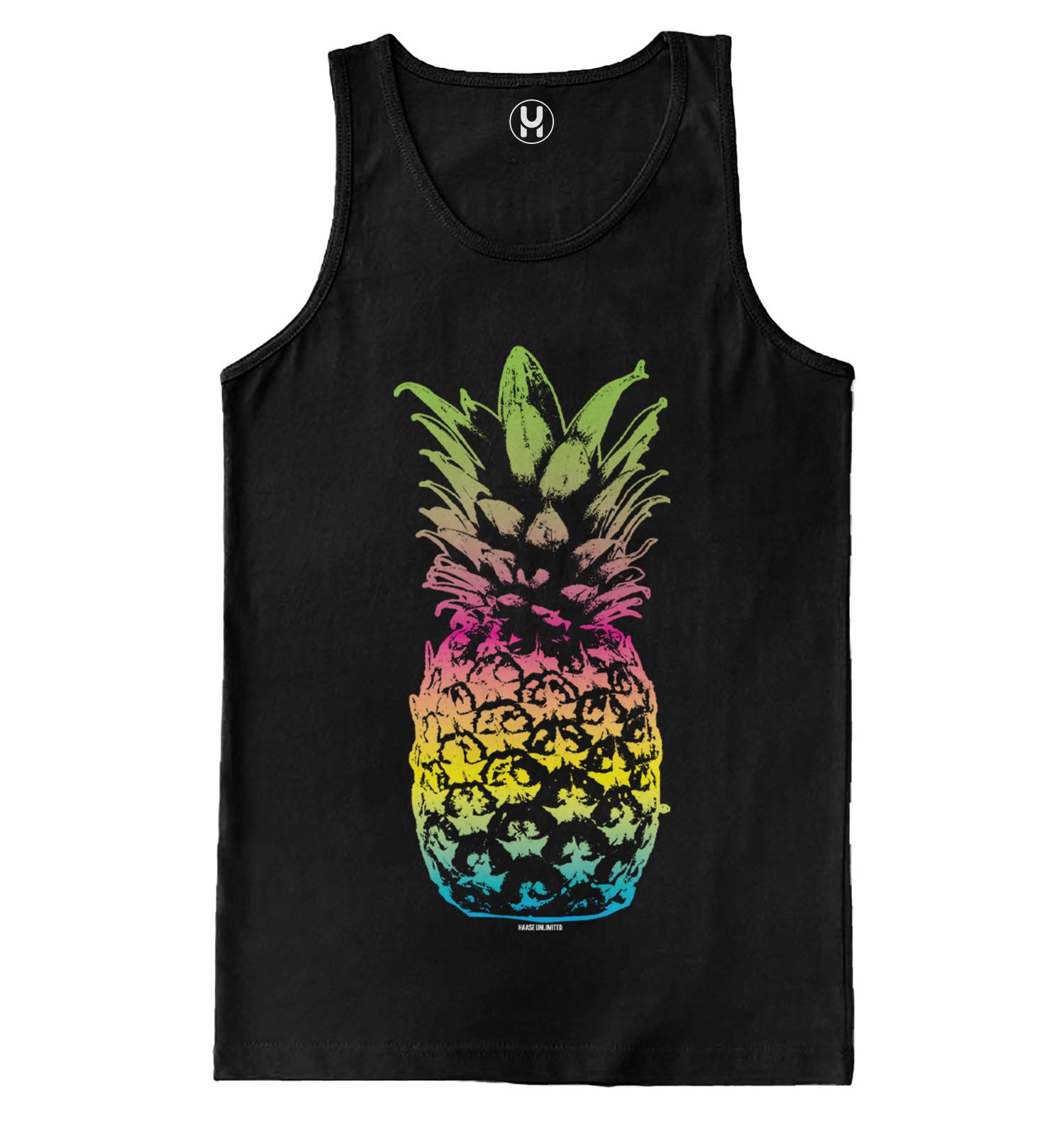Haase Unlimited Neon Pineapple Tropical Fruit Island Men's Tank Top - Lightweight & Breathable Summer Beach Shirt for Casual Wear & Vacation Outfits