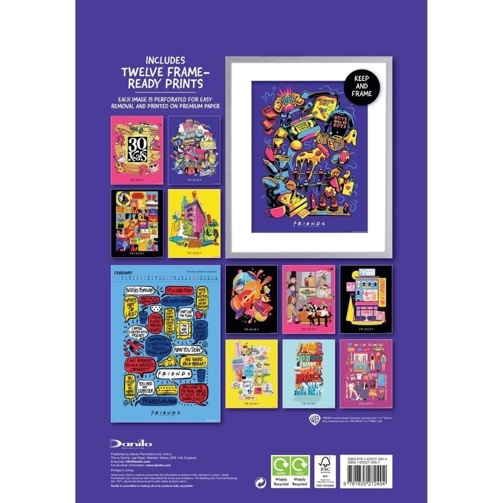 2025 Friends TV Show Wall Calendar - 12-Month A3 Deluxe Hanging Calendar with Spiral Binding | Perfect for Office, Home Decor & Fan Gifts