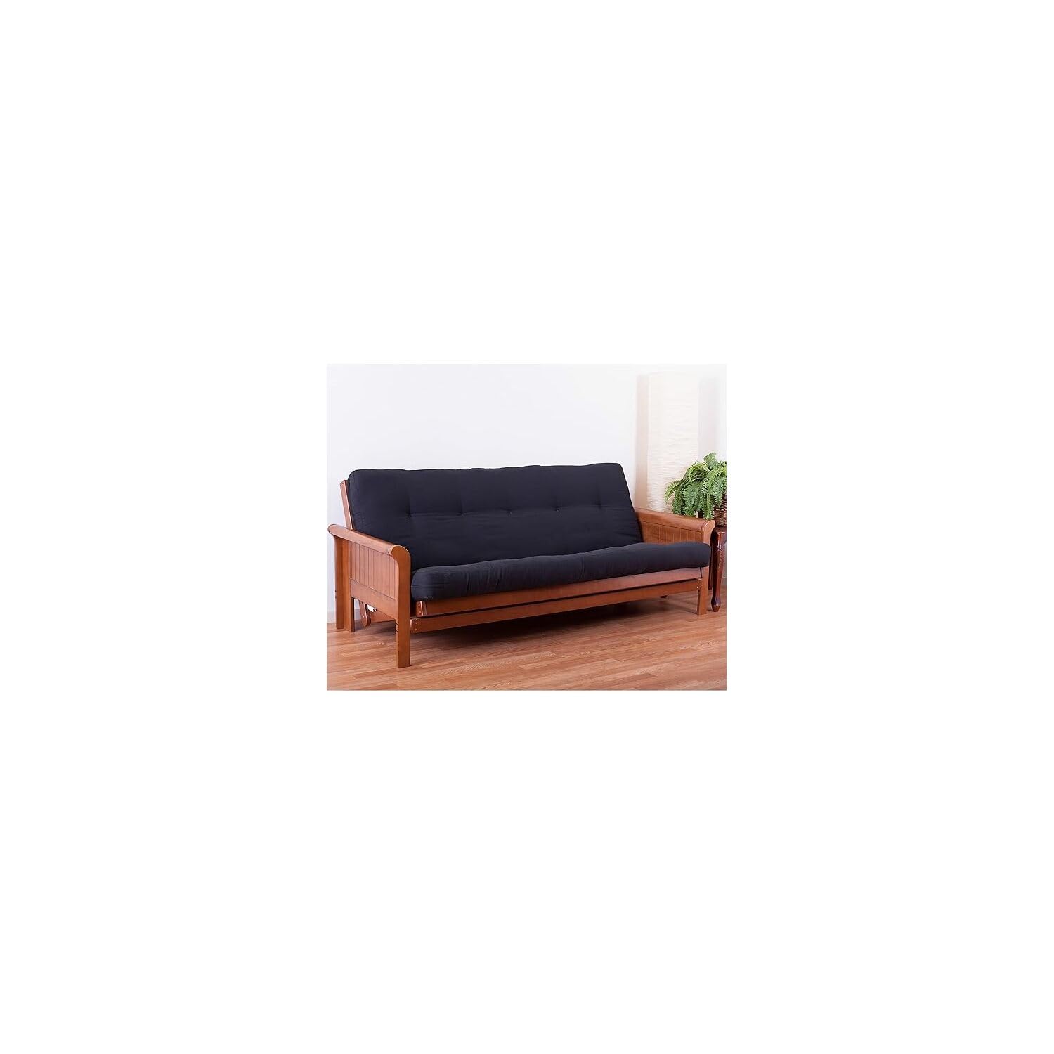 Blazing Needles Renewal 6 Inch Twill Futon Mattress - Full Size Black Futon Bed for Guest Room, Dorm, or Small Space