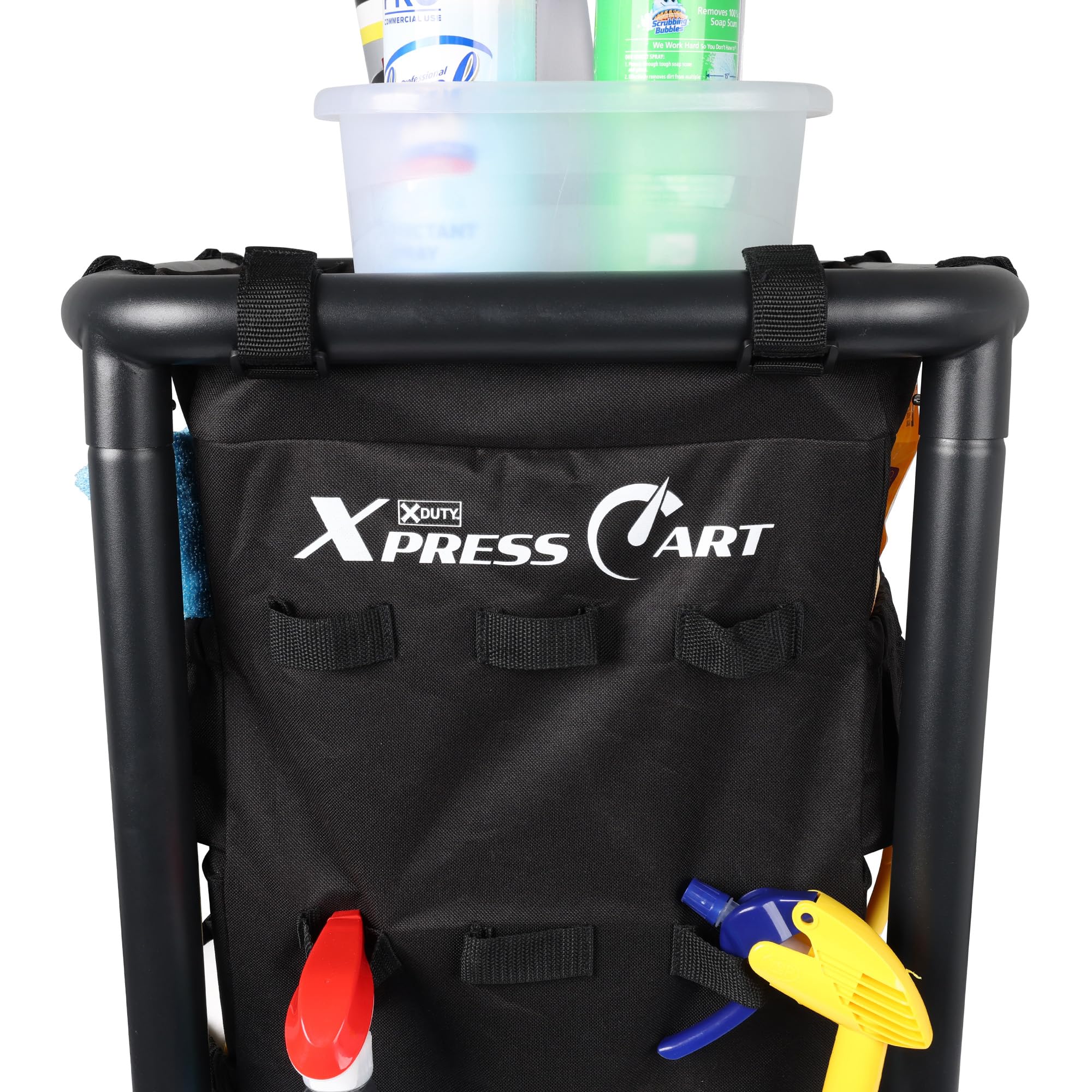 Mobile Maintenance Cart with Rolling Wheels - Compact Steel Frame & Black Tool Bag - Matte Black Finish for Home Garage, Workshop & Professional Use