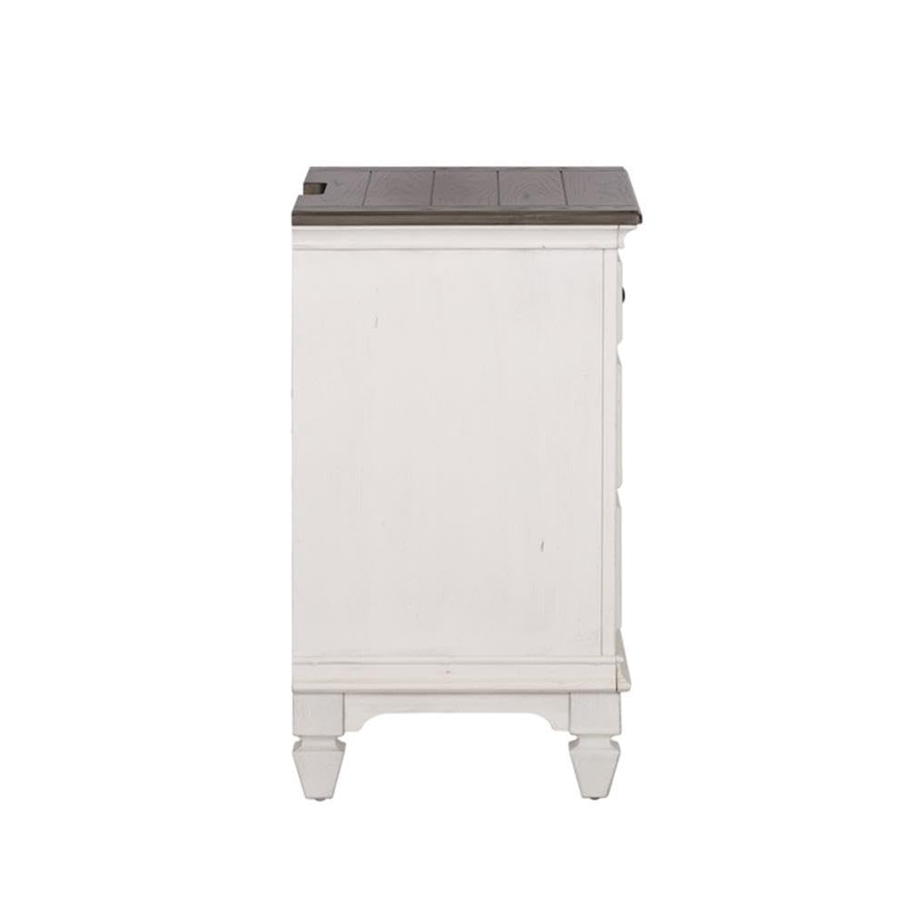 2-Piece Light Brown Wood Night Stand Set with Charging Station - Modern Bedside Tables for Bedroom, Living Room & Office