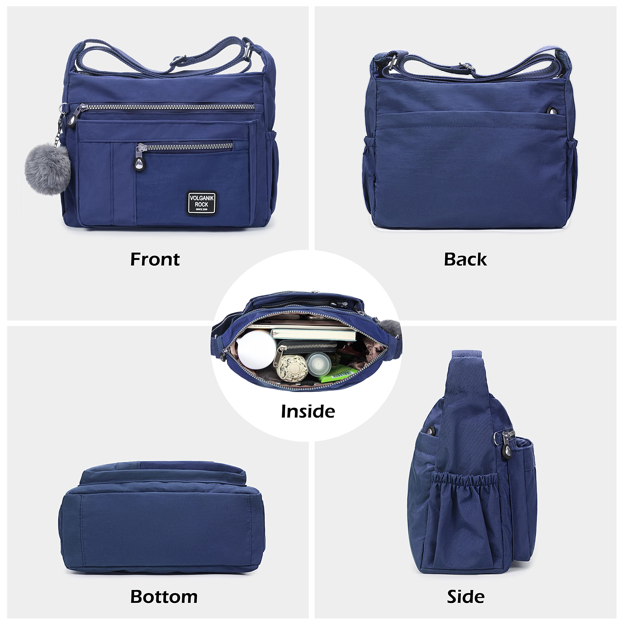 VOLGANIK ROCK Women's RFID Anti-Theft Crossbody Bag - Water Resistant Shoulder Purse for Travel, Shopping & Daily Use