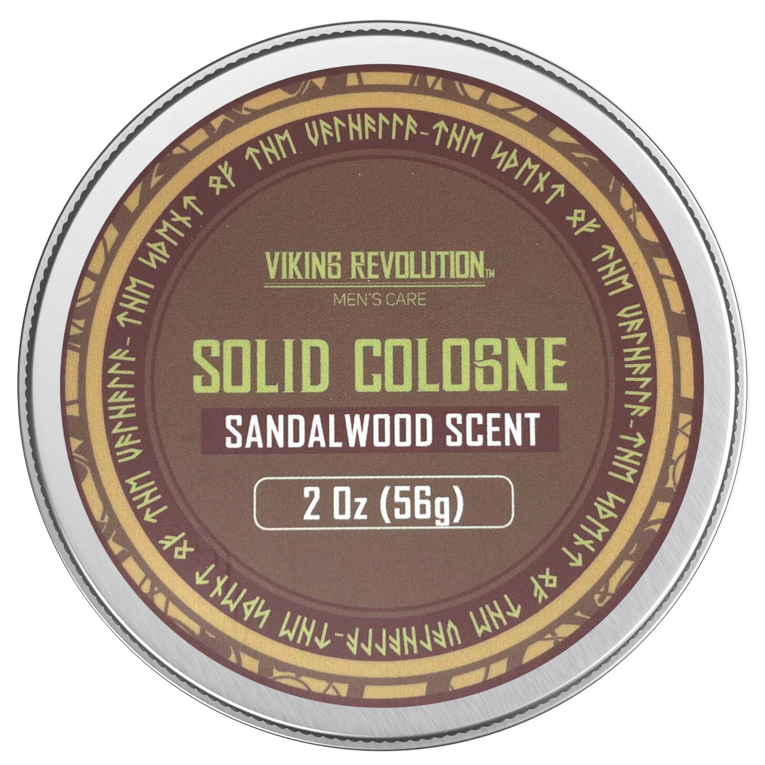 Viking Revolution Sandalwood Solid Cologne for Men - 2 Oz Travel-Friendly Cologne Balm with Long-Lasting Fragrance - Perfect for Daily Use, Office, Gym & Travel (1 Pack, Sandalwood Scent)