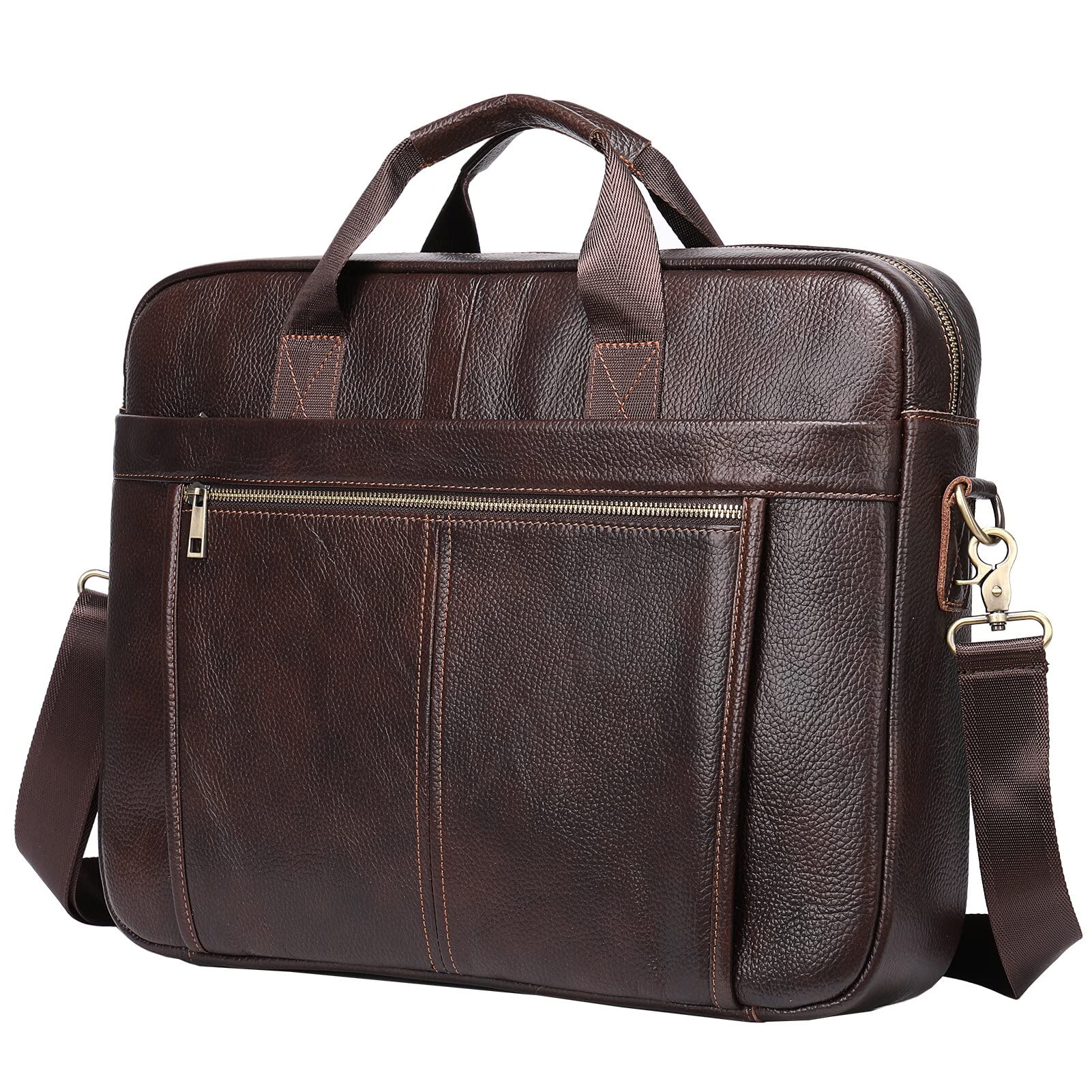Premium Genuine Leather Messenger Bag for Men - 15.6 Inch Laptop Briefcase with Spacious Compartments | Ideal for Business Travel, Office Work & Daily Commute