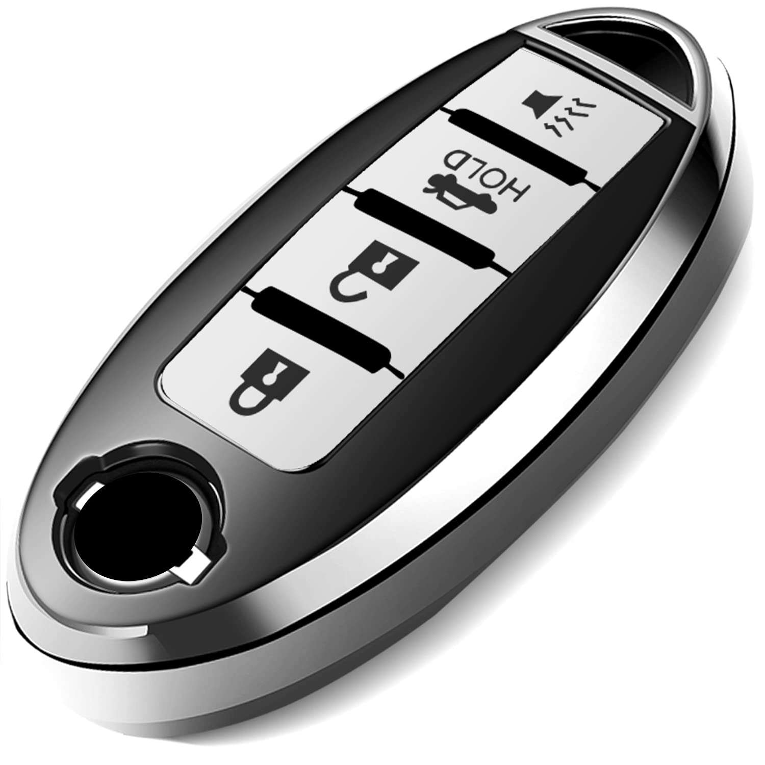 Premium Soft TPU Key Fob Cover for Nissan Pathfinder - Durable & Stylish Silver Protection | Perfect for Everyday Use & Car Key Organization