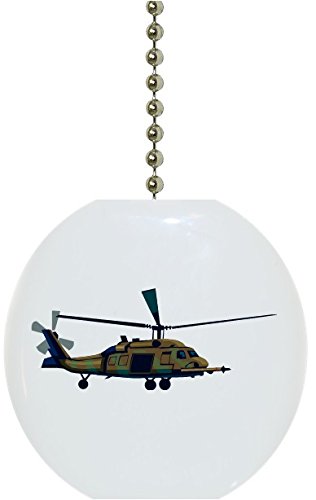 Military Helicopter Ceramic Fan Pull - Vintage Aircraft Decor for Ceiling Fan Chains - Perfect for Aviation Enthusiasts & Home Decor
