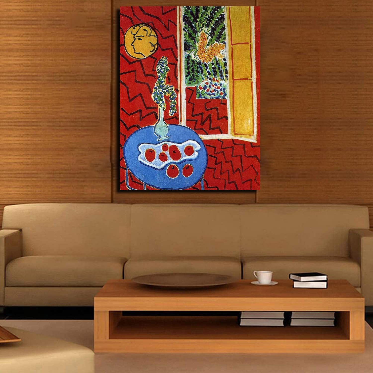 Henri Matisse Red Interior Framed Canvas Art Print - Ready to Hang Wall Decor for Living Room, Bedroom & Office - Modern Abstract Painting for Home Decor & Gift