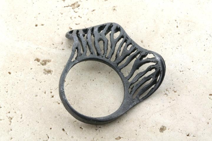 Large Open Wave Band Oxidized Silver Bangle Bracelet - Perfect for Boho Chic & Casual Outfits