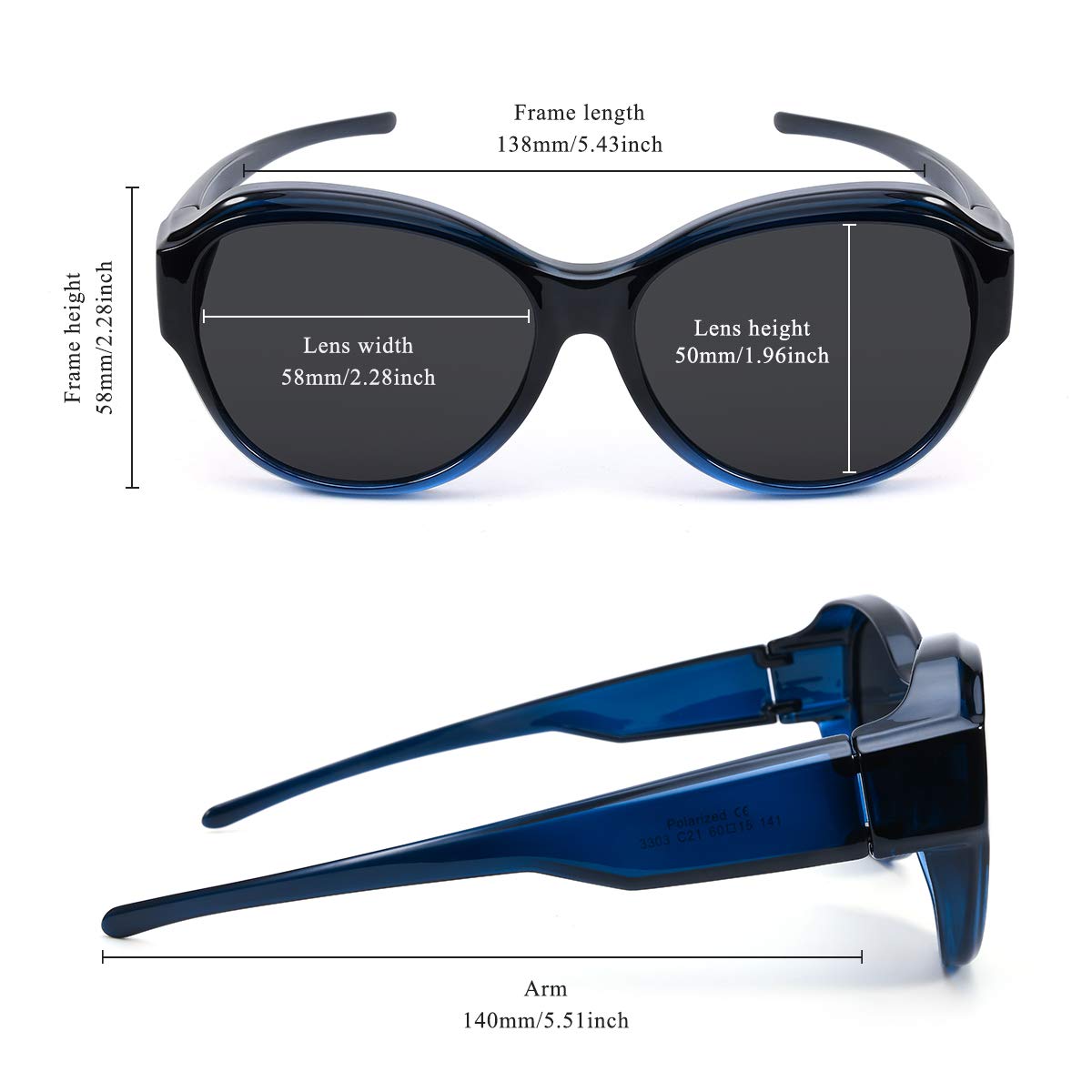 Oversized Fit Over Sunglasses for Women & Men - Polarized Lenses with 100% UV Protection - Perfect for Driving, Outdoor Sports & Daily Sun Protection