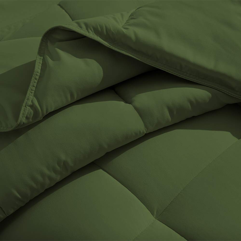 Organic Cotton 5-Piece Comforter Set - King/Cal King Size - 500 GSM Down Alternative Quilted Duvet Insert with 4 Pillow Shams - Lightweight & Breathable (Moss Green) - Perfect for All-Season Bedding & Cozy Home Decor