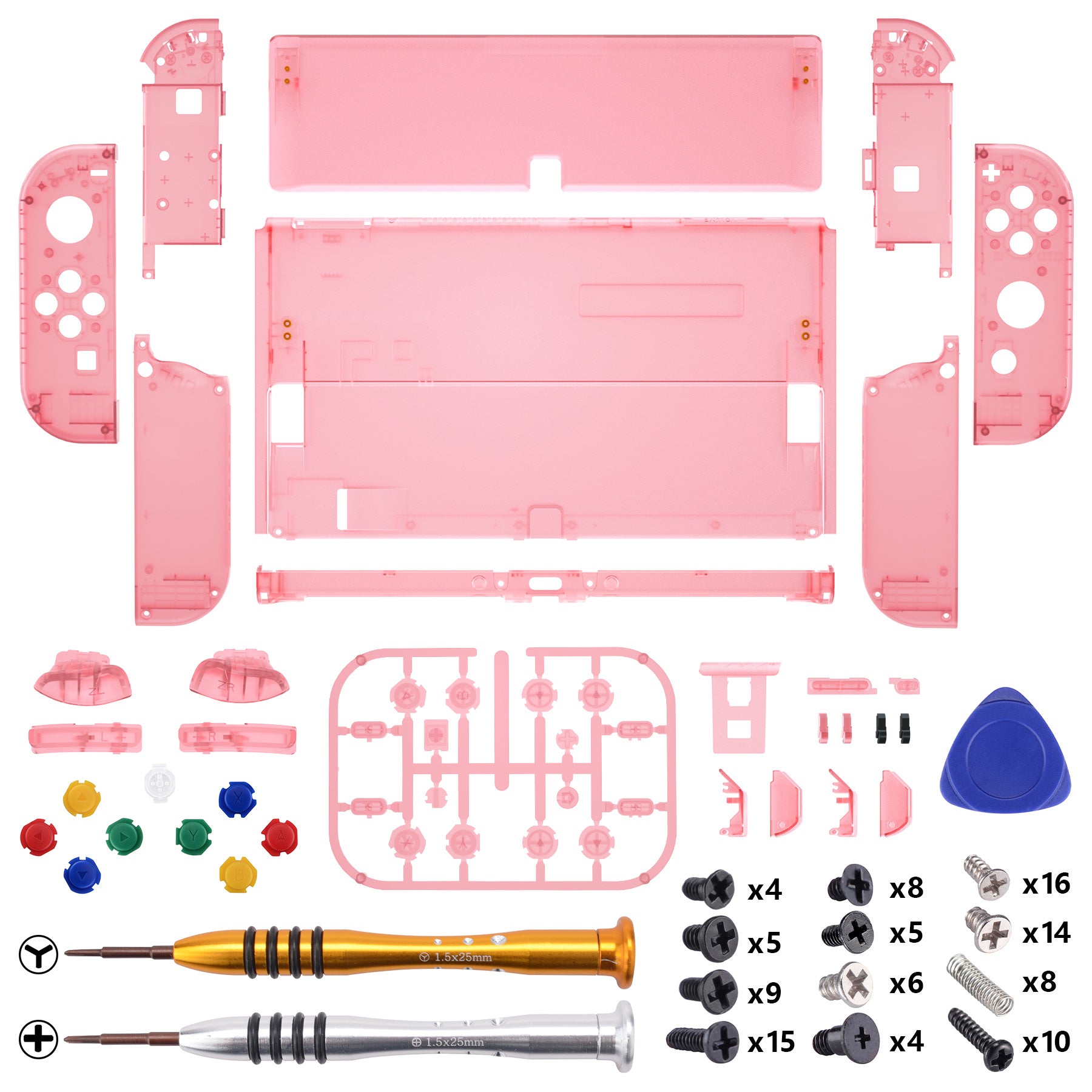 eXtremeRate Custom Replacement Full Set Shell with Buttons for Nintendo Switch OLED - Cherry Pink | DIY Gaming Accessories for Enhanced Console Protection & Style