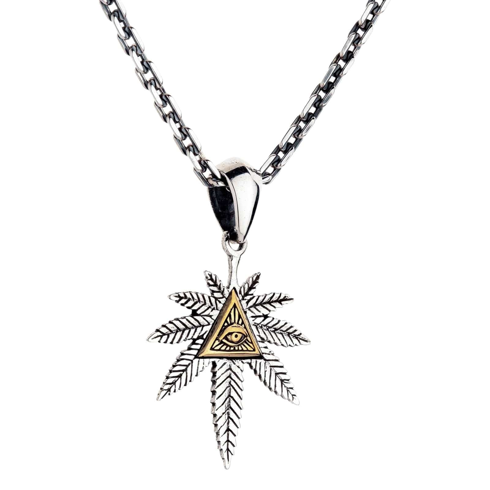 Eye of Providence Marijuana Sterling Silver Pendant Necklace - Spiritual Jewelry for Cannabis Enthusiasts - Perfect for Meditation, Gifts & 420 Celebrations
